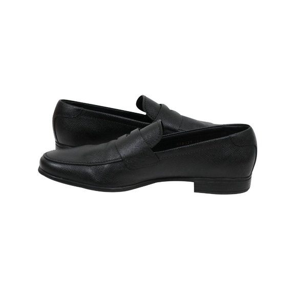 Prada Mens Penny Loafers US 11.5 UK 10.5 Black Saffiano Leather Slip On Casual